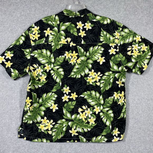 Sunset Breeze Hawaiian Shirt Mens Sz XXL Green Black Palm Leaves Microfiber - Picture 2 of 12
